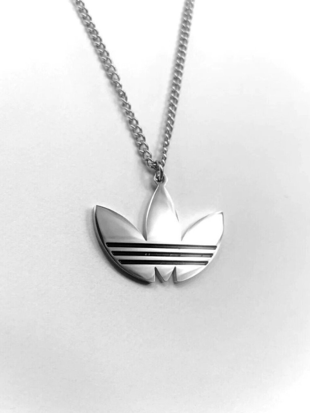 Silver Adidas Necklace - Thin Chain - 24" Chain - Messi - Soccer - Y2K